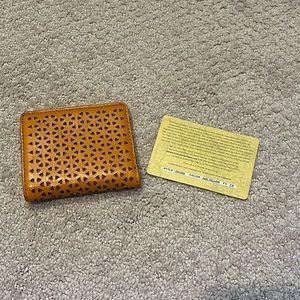 Patricia Nash Luzzi Perforated Leather Bifold Wallet - Sun Yellow
